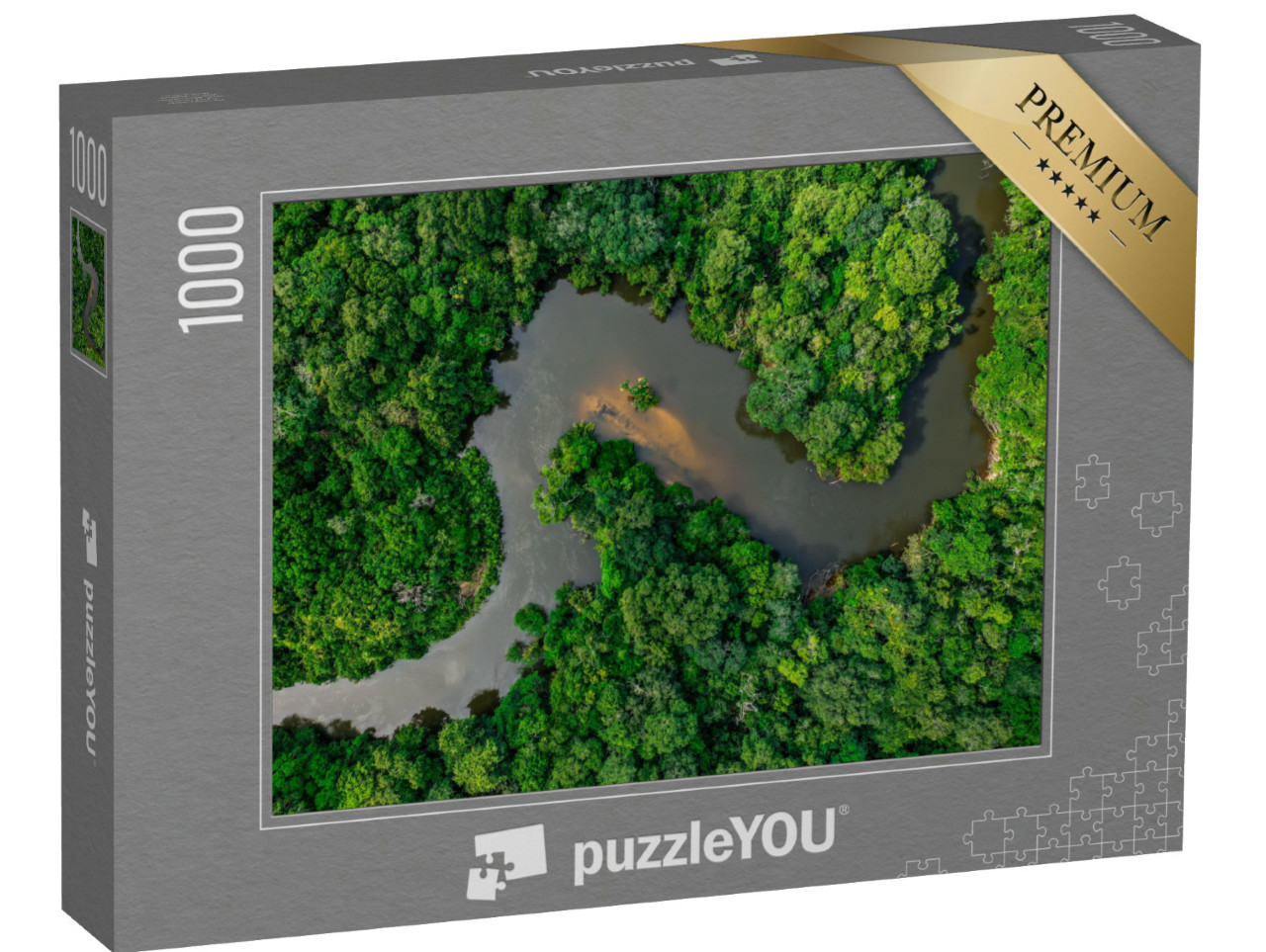 Puzzel 1000 stukjes „Jungle, doorkruist door een brede rivier“