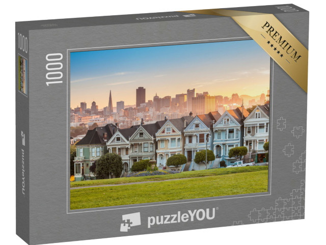 Puzzel 1000 stukjes „De Painted Ladies van San Francisco, Victoriaanse huizen in Californië, VS“