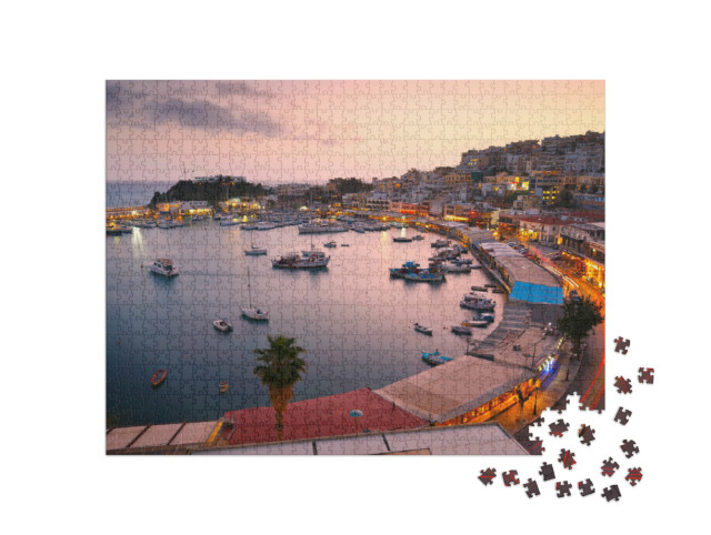 Puzzel 1000 stukjes „Avond in de jachthaven Mikrolimano in Athene, Griekenland“
