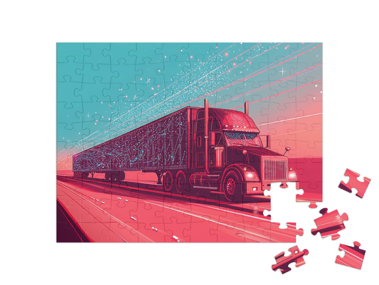 Puzzel 100 stukjes „Kersttruck“