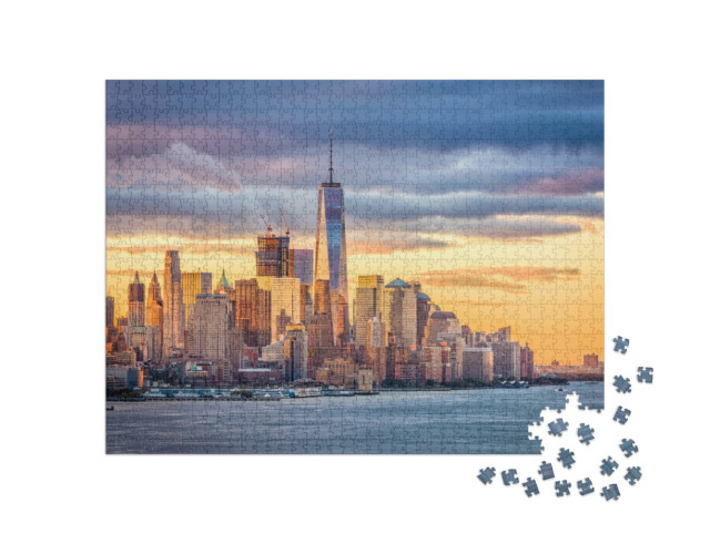Puzzel 1000 stukjes „Het financiële district van New York City aan de Hudson-rivier“