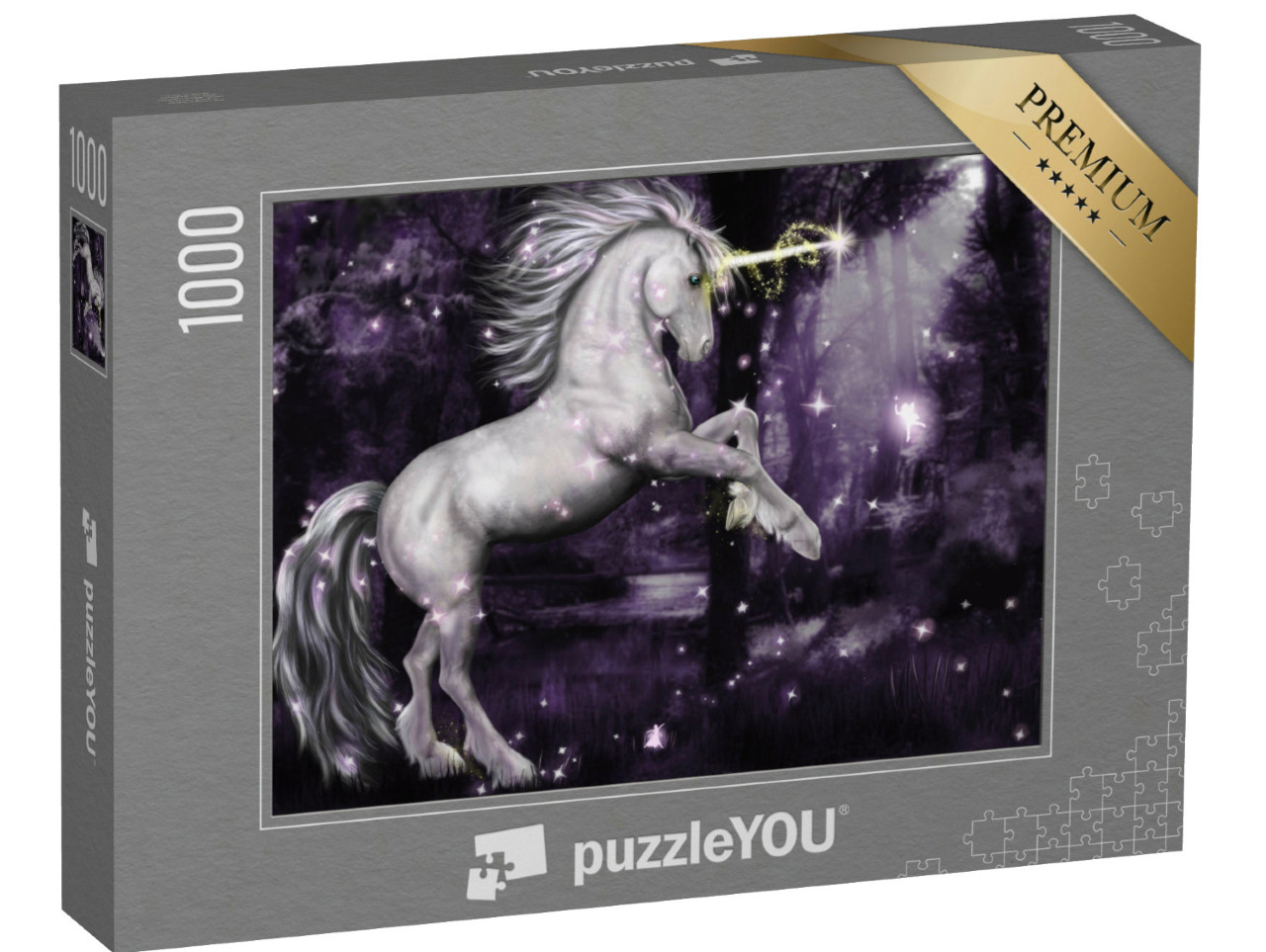 Puzzel 1000 stukjes „Een eenhoorn in het maanlicht“
