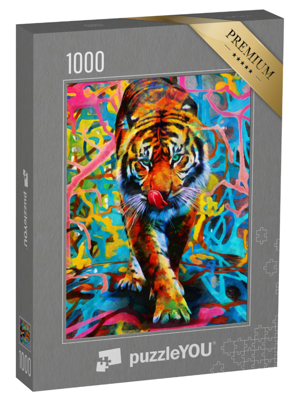 Puzzel 1000 stukjes „Tijgers in felle kleuren“