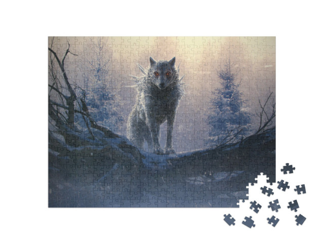 Puzzel 500 stukjes „Fenrir, de reusachtige ijswolf uit de Noorse mythologie“