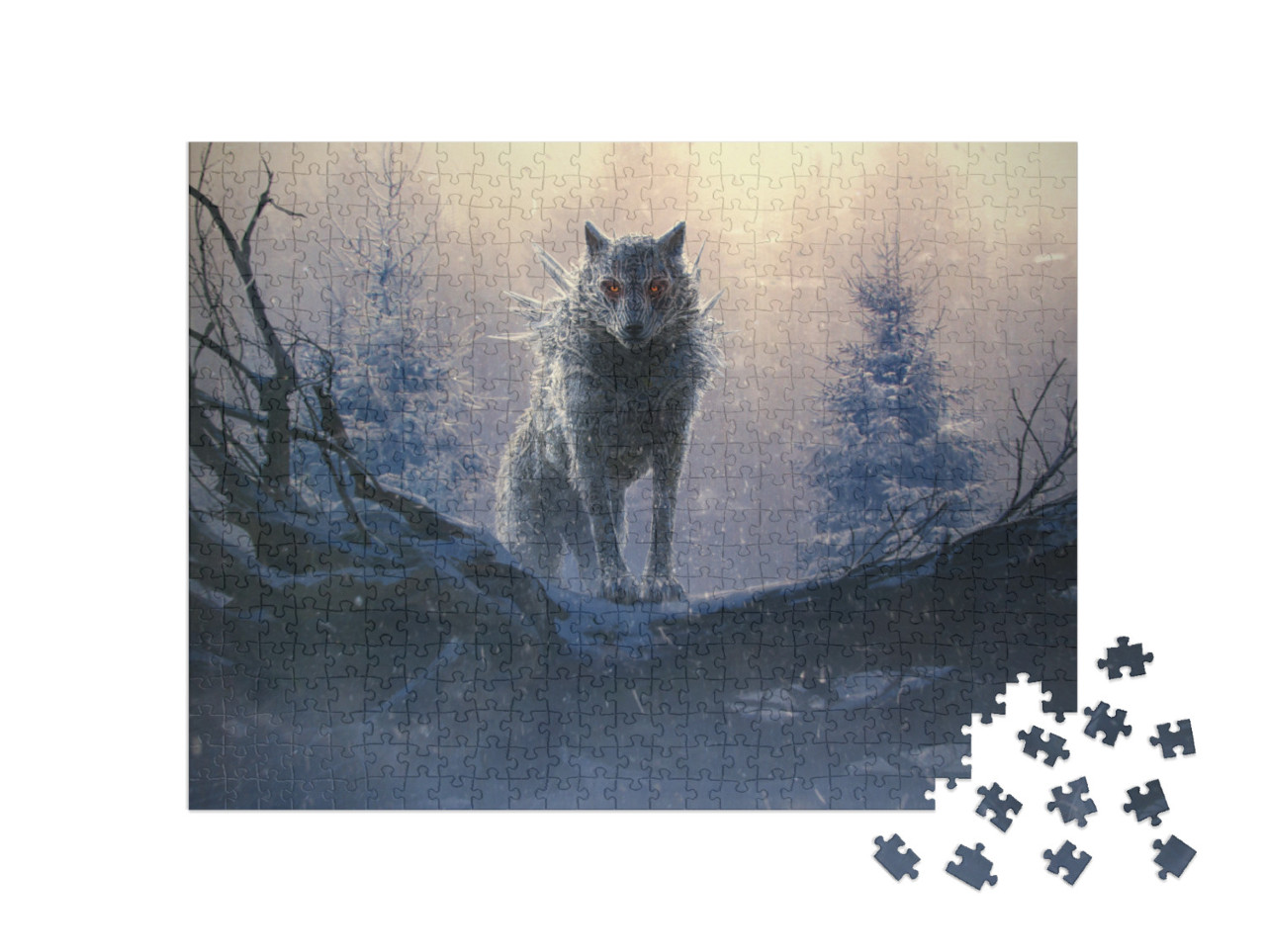 Puzzel 500 stukjes „Fenrir, de reusachtige ijswolf uit de Noorse mythologie“