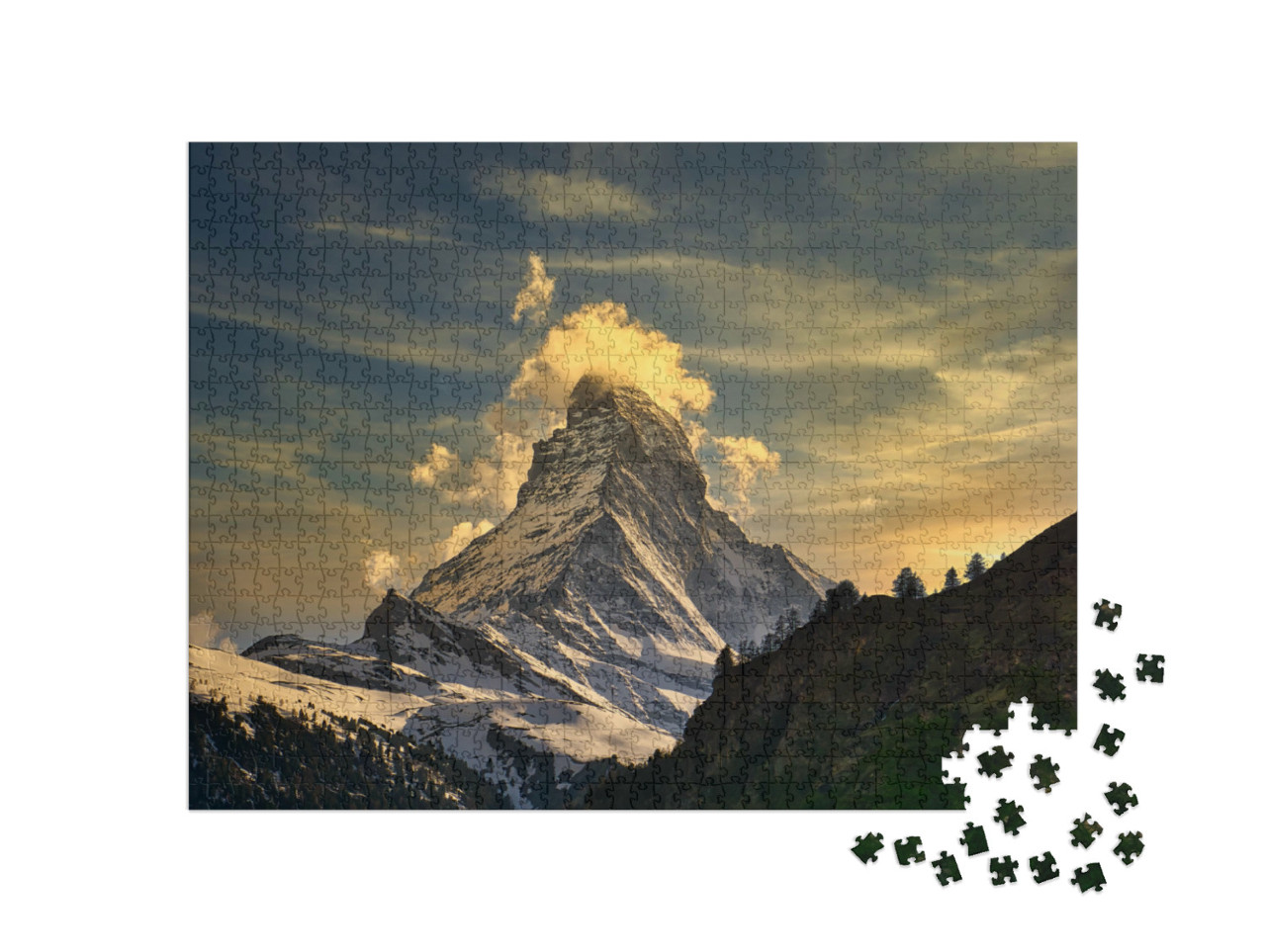 Puzzel 1000 stukjes „Prachtige zonsondergang op de Matterhorn, Zermatt, Zwitserland“