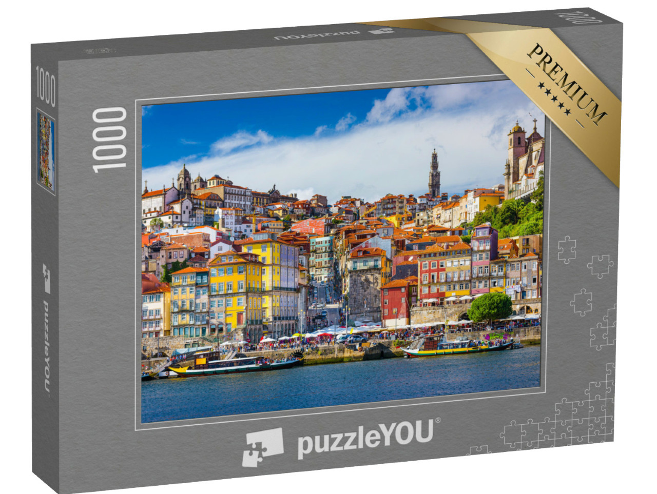 Puzzel 1000 stukjes „De skyline van de oude stad Porto aan de rivier de Duoro, Portugal“