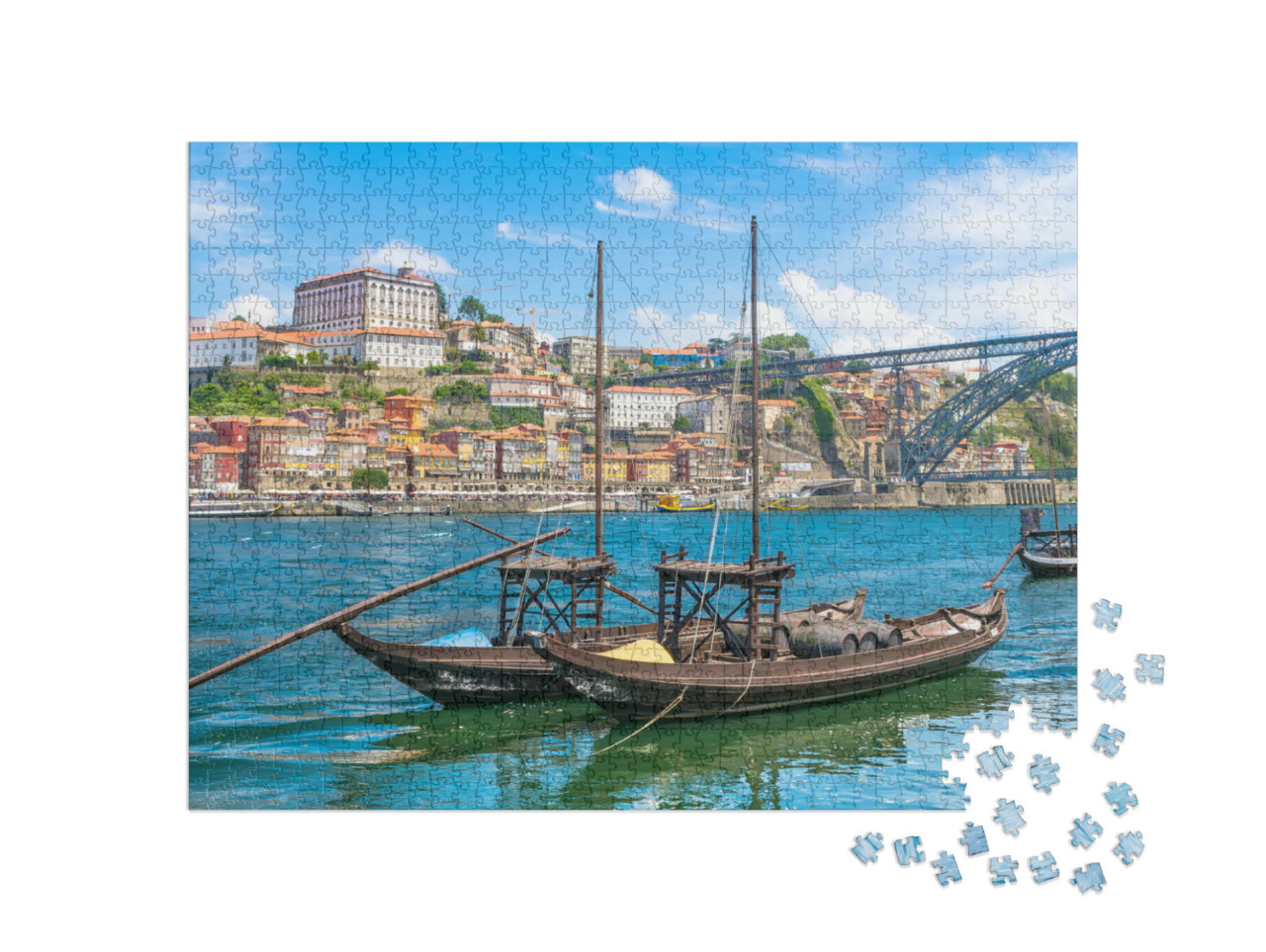 Puzzel 1000 stukjes „Prachtig uitzicht op de rivier de Douro, Porto, Portugal“