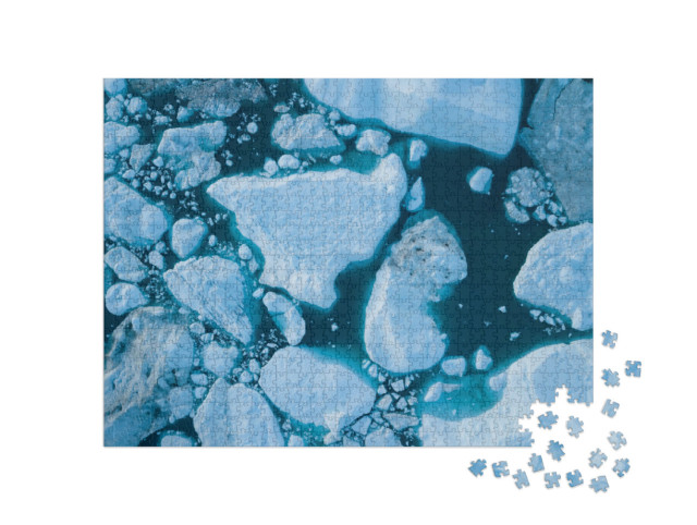 Puzzel 1000 stukjes „IJsbergen van de smeltende gletsjer, Icefjord, Ilulissat, Groenland“