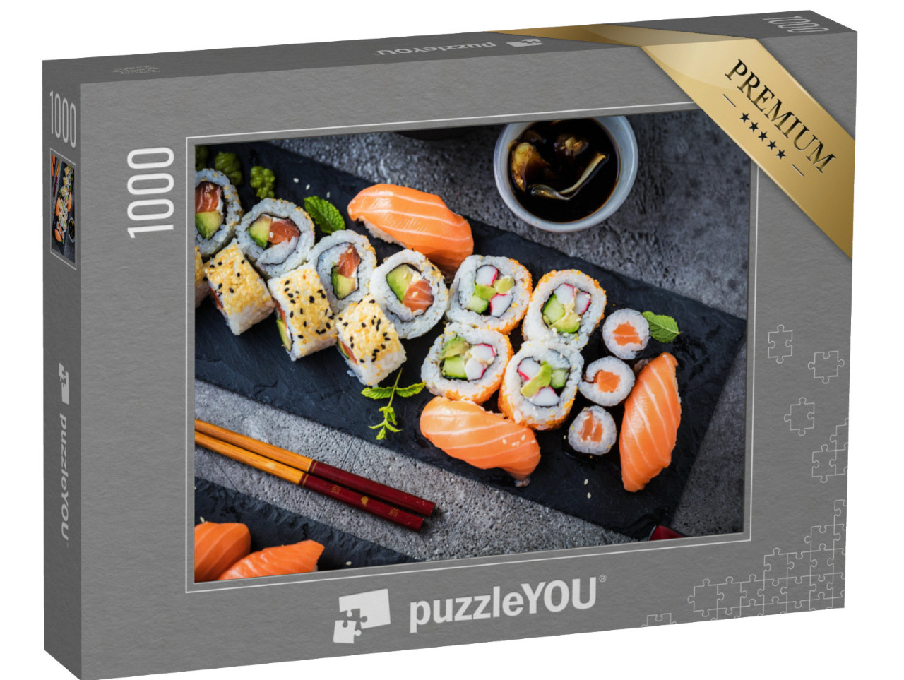 Puzzel 1000 stukjes „Sushi met zalm, tonijn en meer“