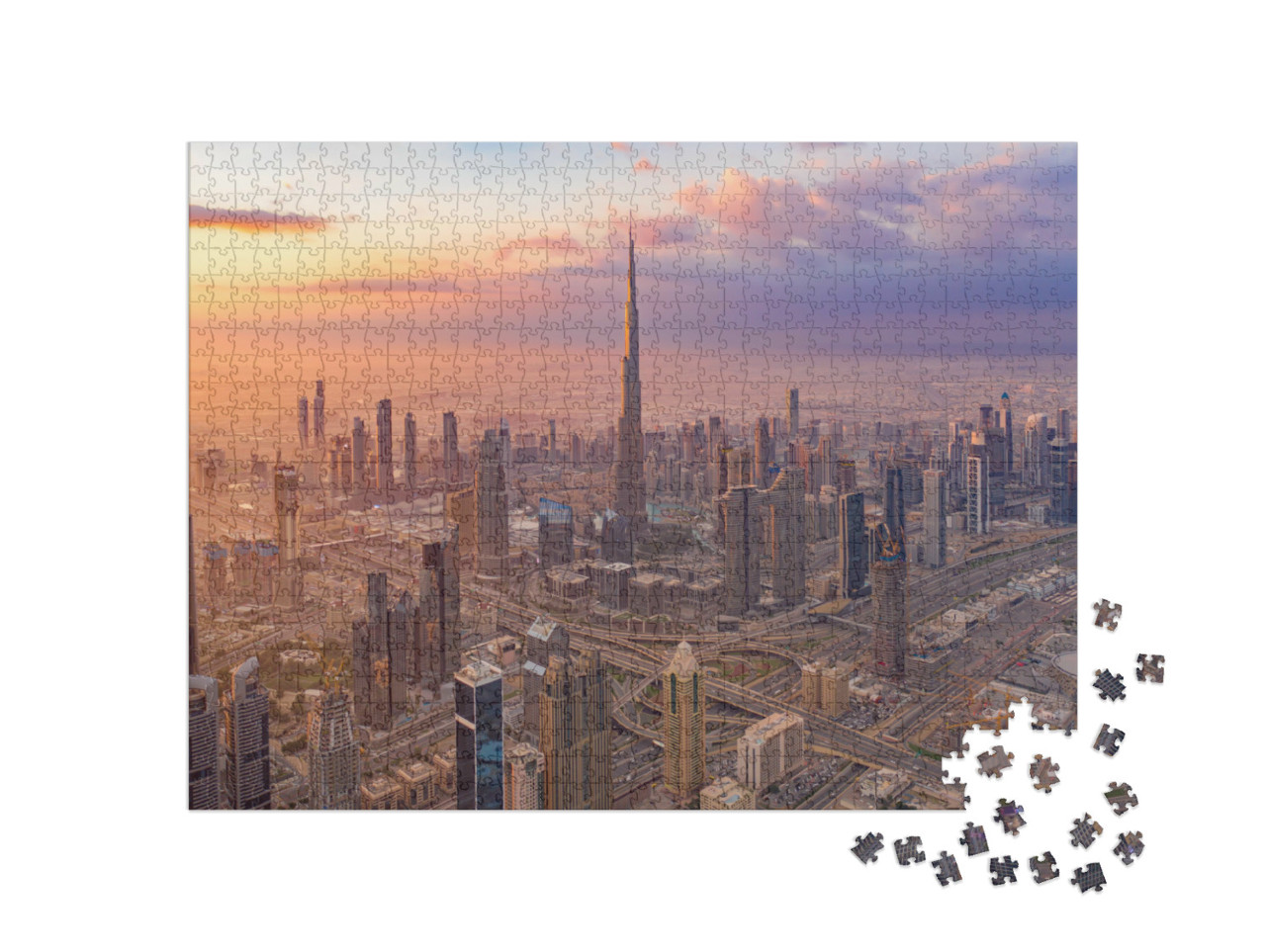Puzzel 1000 stukjes „Luchtfoto van de Burj Khalifa in Dubai Downtown“