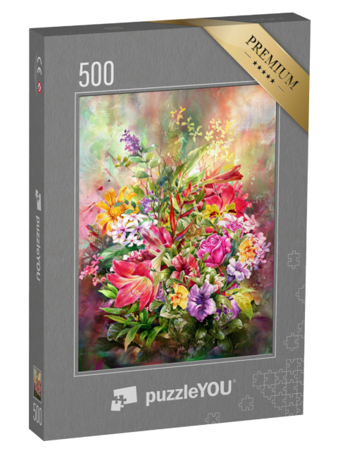 Puzzel 500 stukjes „Boeket kleurrijke bloemen“
