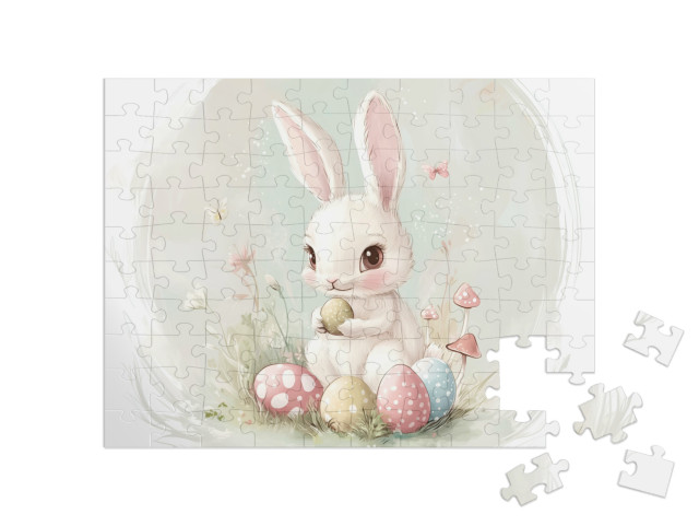 Puzzel 100 stukjes „De kleine knuffelkonijn en zijn paasei“