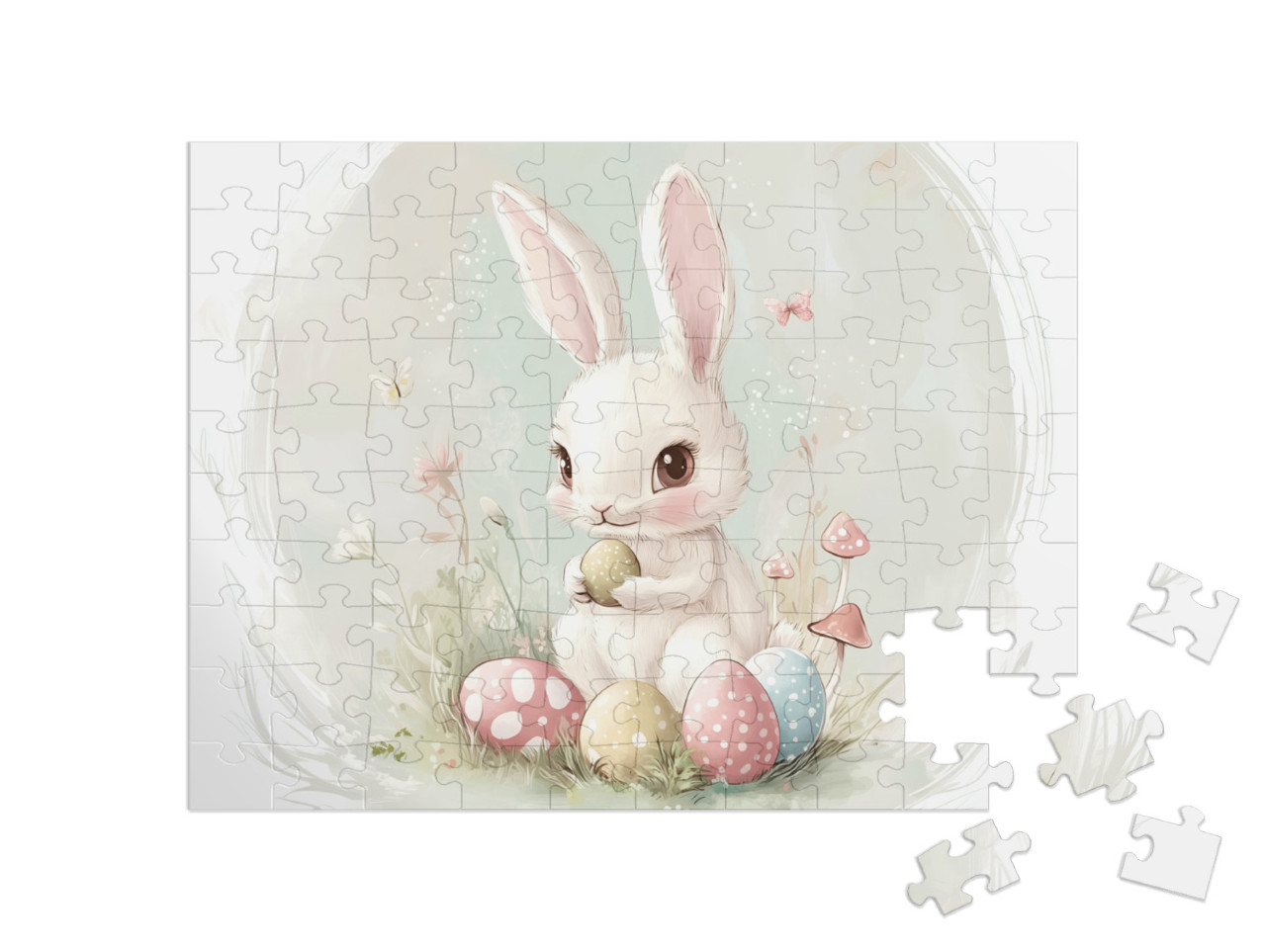 Puzzel 100 stukjes „De kleine knuffelkonijn en zijn paasei“