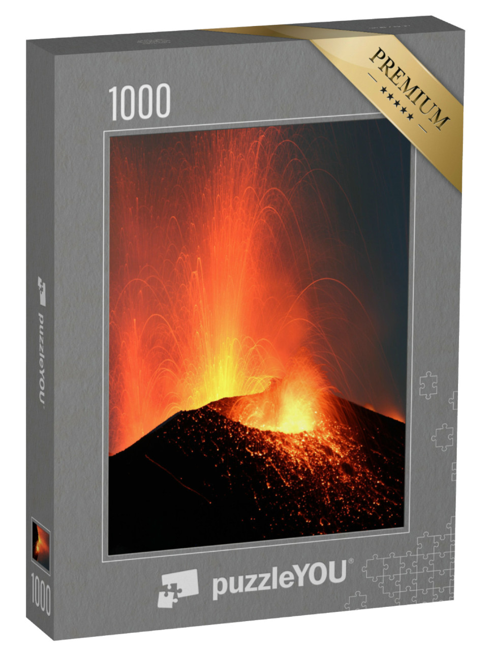 Puzzel 1000 stukjes „Vulkaan Stromboli barst 's nachts uit“