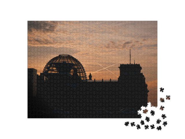 Puzzel 1000 stukjes „De koepel van de Reichstag bij zonsondergang, Berlijn“