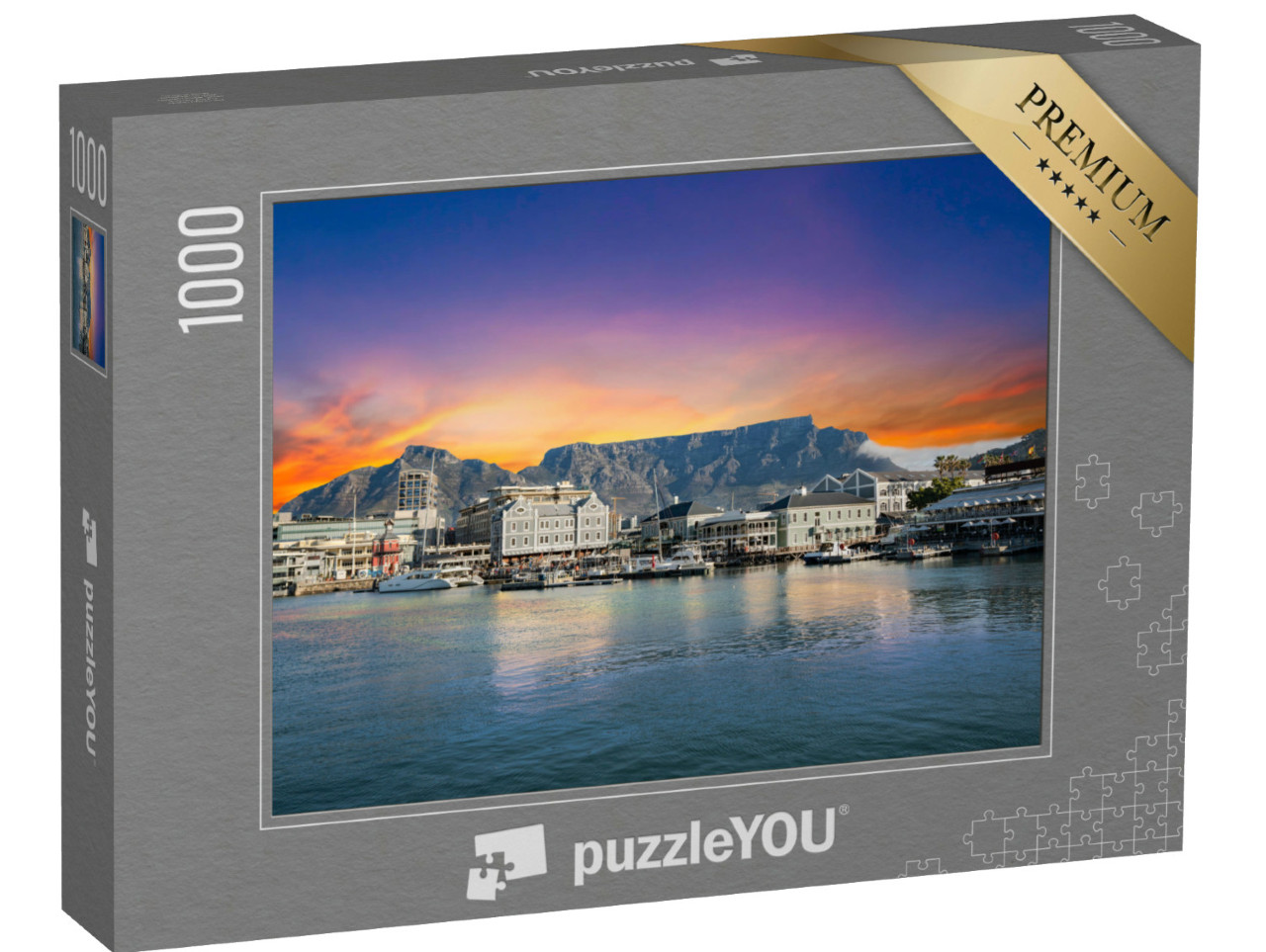 Puzzel 1000 stukjes „Tafelberg met boten en zee, Kaapstad, Zuid-Afrika“