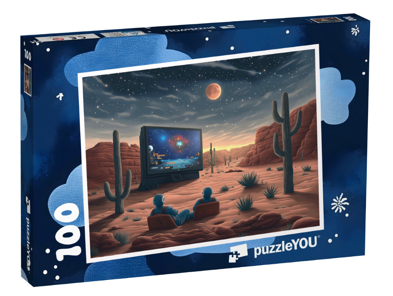 Puzzel 100 stukjes „Schaduwen van de maan en woestijnspelletjes“