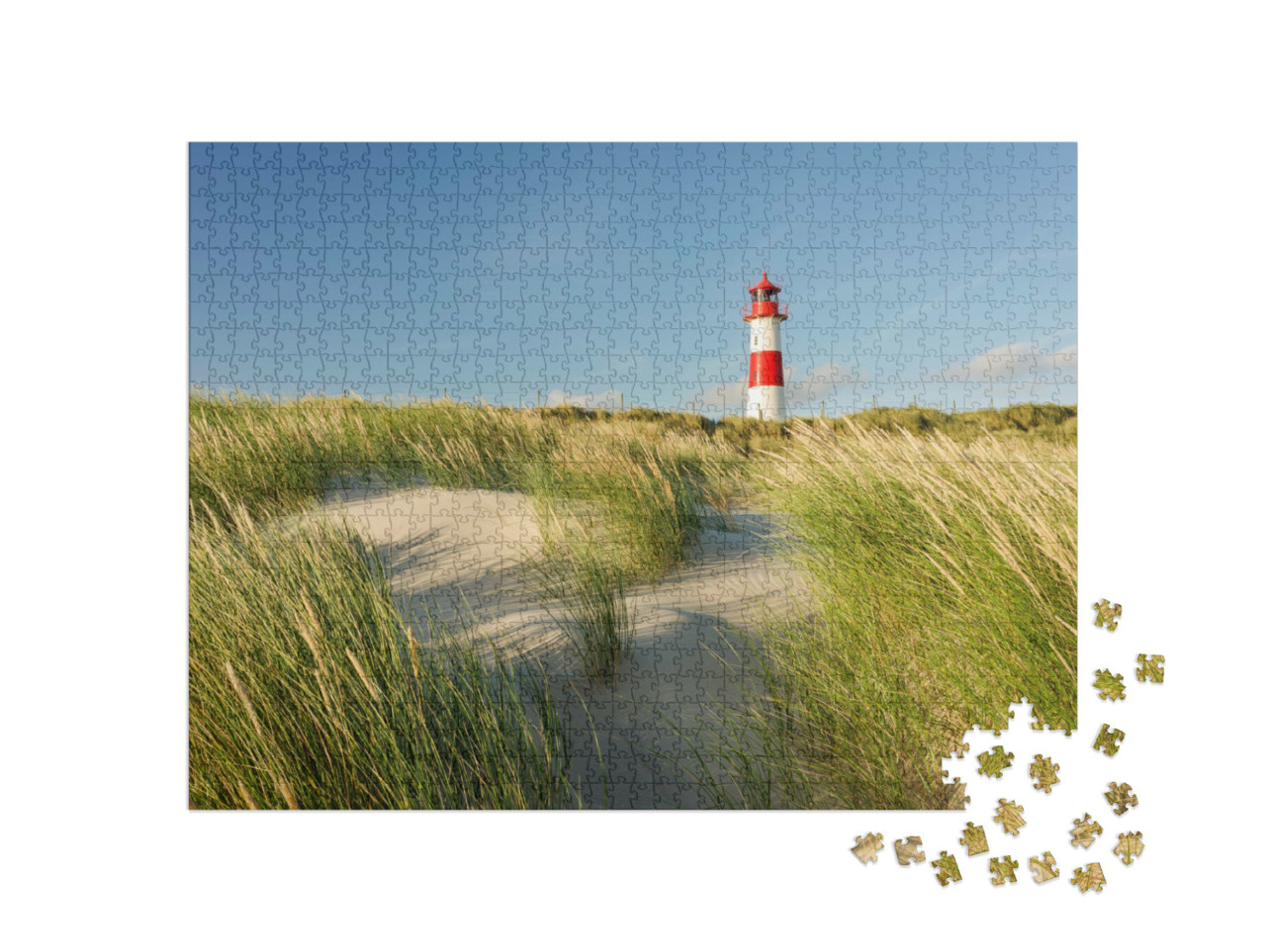 Puzzel 1000 stukjes „Lijst East Lighthouse bij Ellenbogen, Sylt, Sleeswijk-Holstein“
