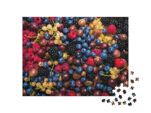 Puzzel 1000 stukjes „Aalbessen, kruisbessen, bosbessen, moerbeien, frambozen“