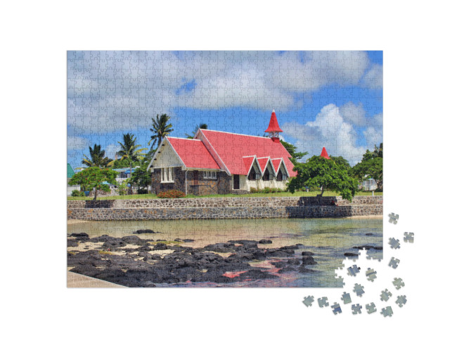 Puzzel 1000 stukjes „Idyllisch kerkje in Cap Malheureux, Mauritius“
