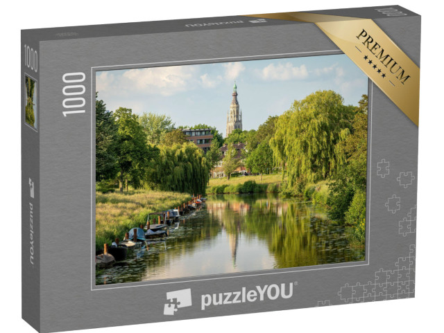 Puzzel 1000 stukjes „Stadsgezicht van Breda, Nederland, zicht op de grote kerk“