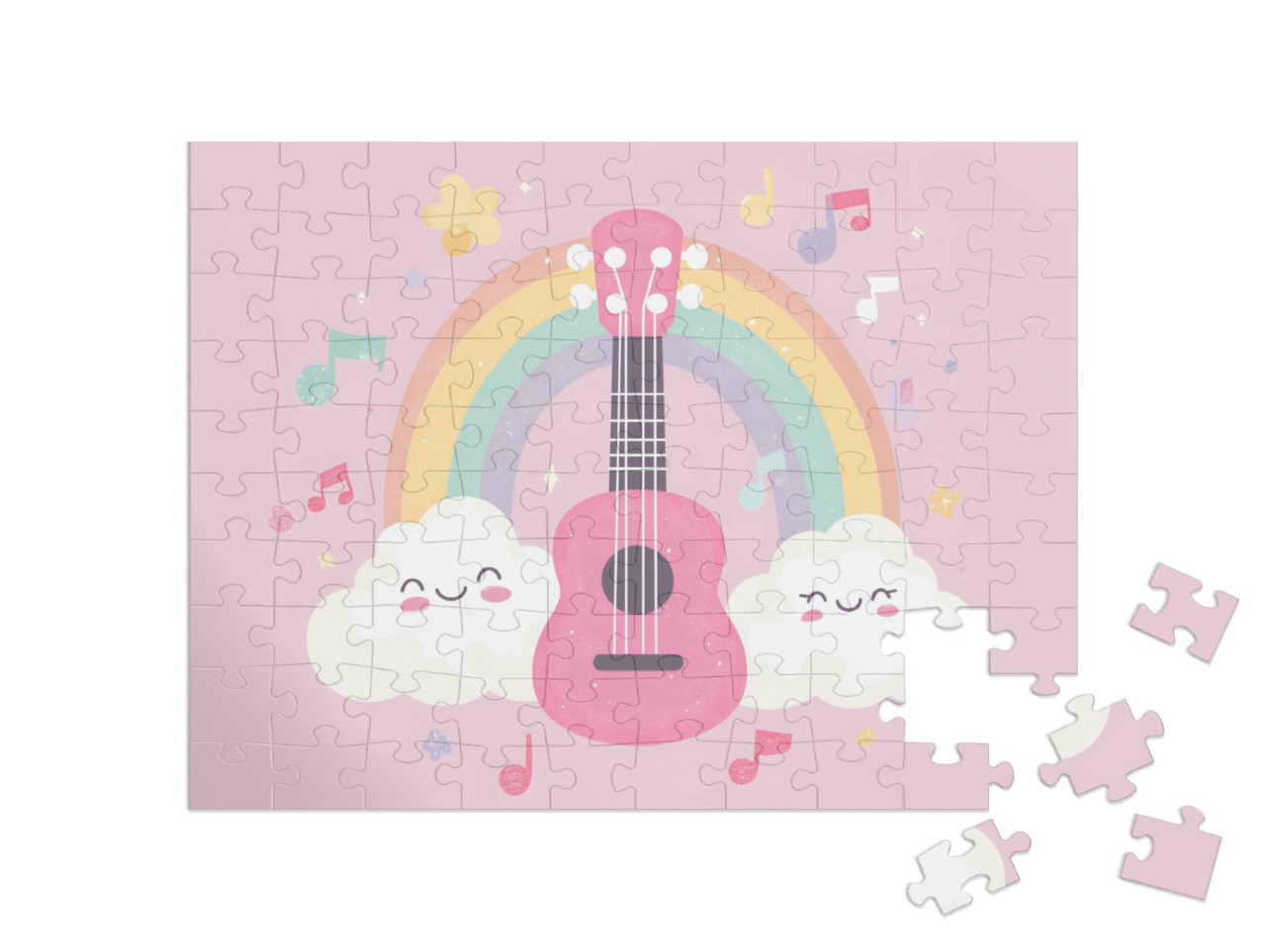 Puzzel 100 stukjes „De grote gitaarshow onder de regenboog“