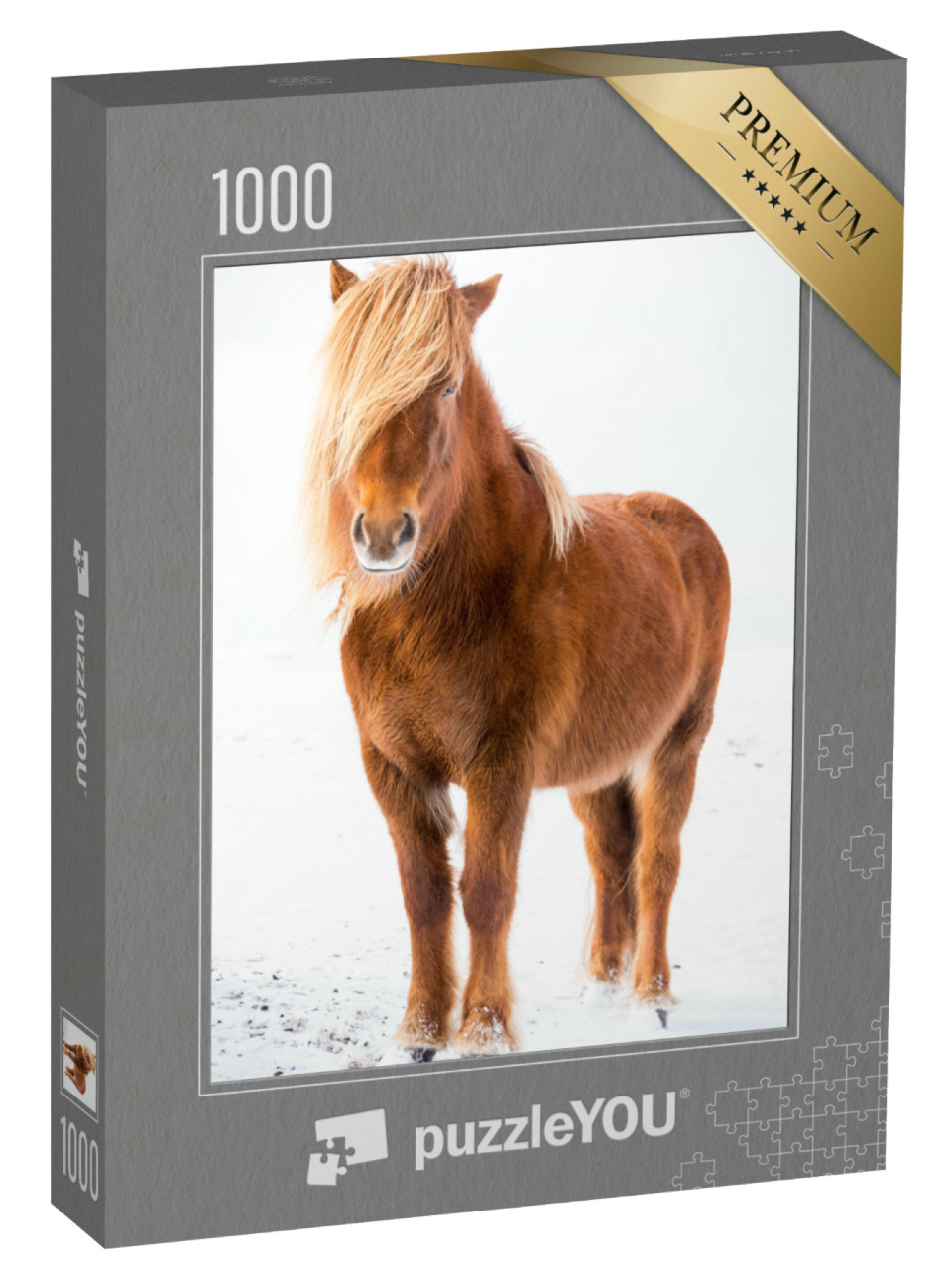 Puzzel 1000 stukjes „IJslands paard in de sneeuw“
