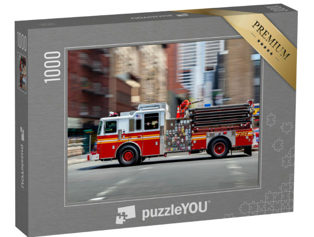 Puzzel 1000 stukjes „Brandweerwagen op weg naar de plaats delict in NYC“