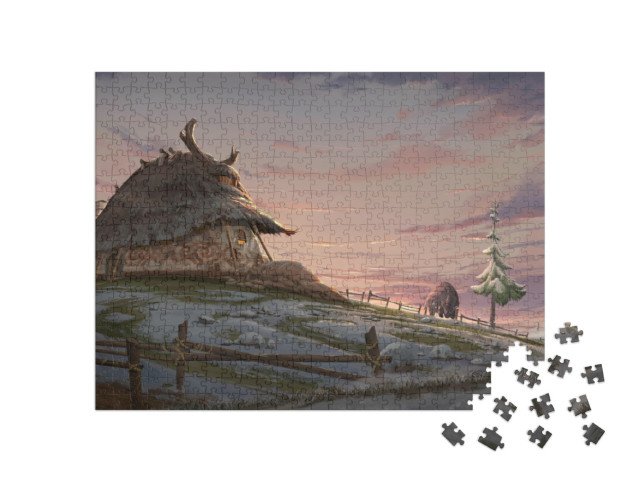 Puzzel 500 stukjes „Boerderij van vroeger“