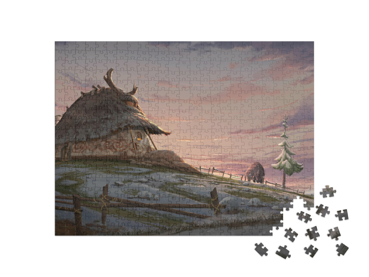 Puzzel 500 stukjes „Boerderij van vroeger“