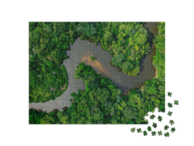 Puzzel 1000 stukjes „Jungle, doorkruist door een brede rivier“