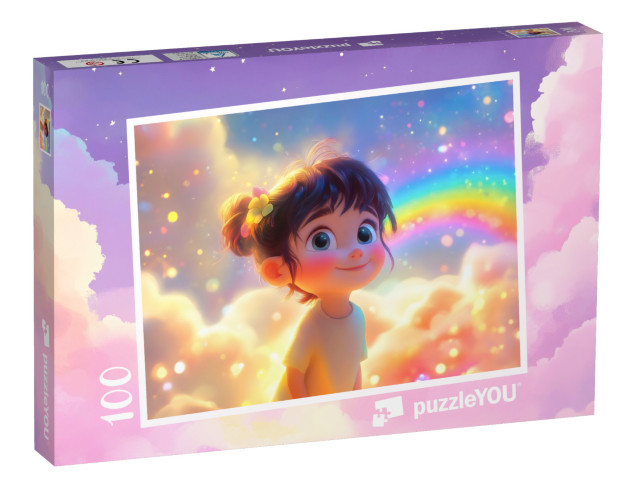 Puzzel 100 stukjes „Regenboogglitterwereld“