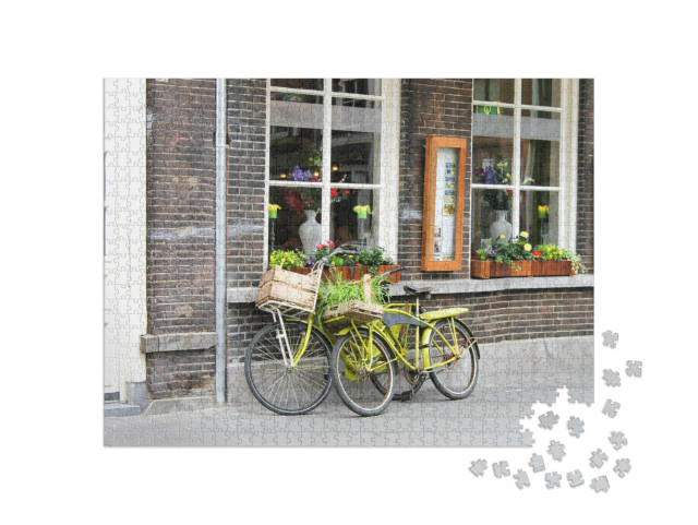 Puzzel 1000 stukjes „Twee fietsen in de stad Den Bosch“