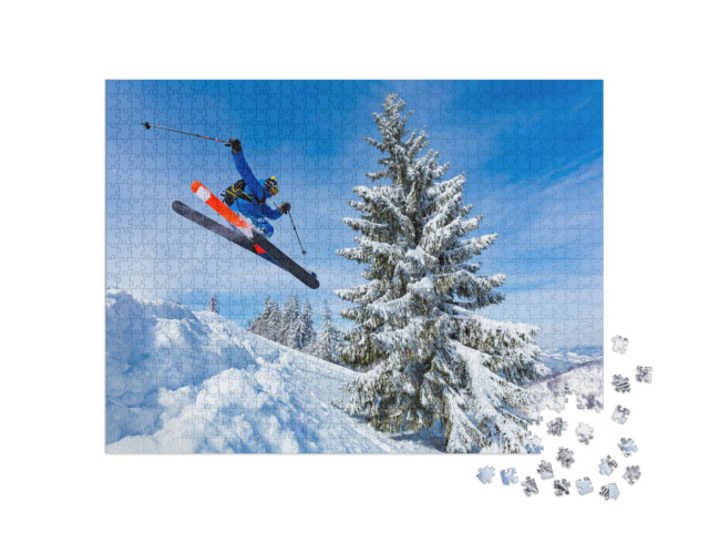Puzzel 1000 stukjes „Plezier tijdens het skiën“