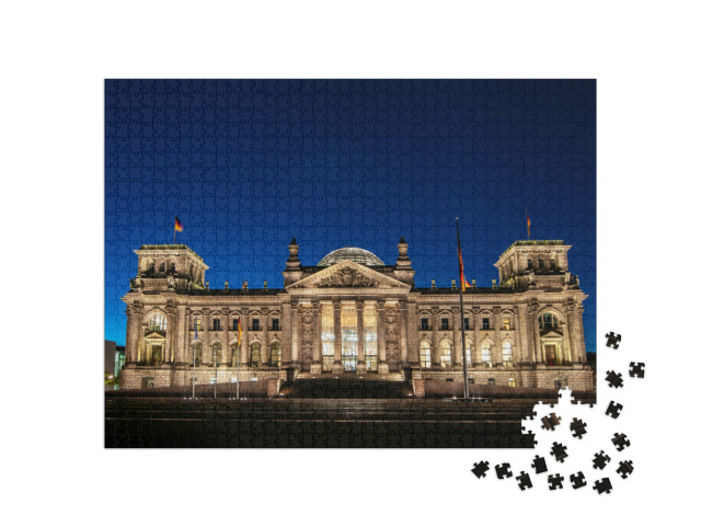Puzzel 1000 stukjes „Verlichte Reichstag bij nacht, Berlijn“