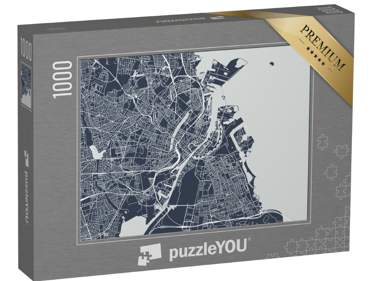 Puzzel 1000 stukjes „Vectorkaart van de stad Kopenhagen, Denemarken“