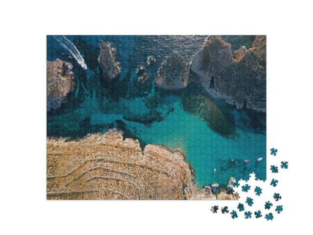 Puzzel 1000 stukjes „Luchtfoto van de Blue Lagoon in Malta“