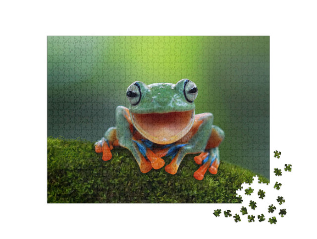 Puzzel 1000 stukjes „Een vrolijke boomkikker“