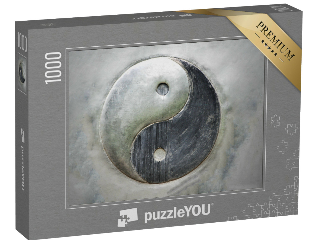 Puzzel 1000 stukjes „Yin Yang stalen achtergrond“