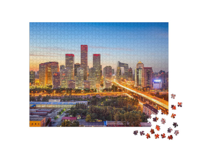 Puzzel 1000 stukjes „skyline van Beijing bij zonsondergang“