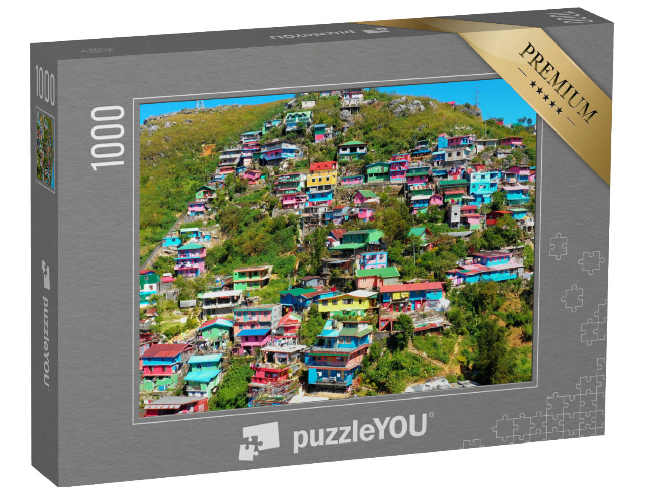 Puzzel 1000 stukjes „Kleurrijke huizen van La Trinidad, Filippijnen“