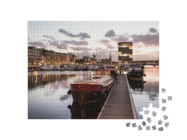 Puzzel 1000 stukjes „Avondhaven van Antwerpen, België“