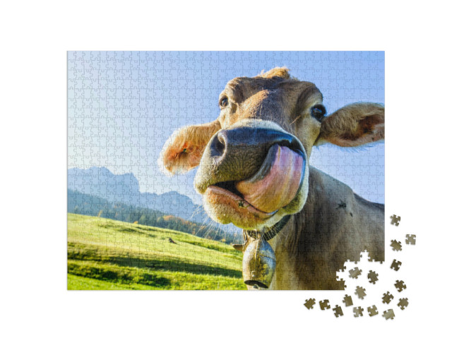 Puzzel 1000 stukjes „Koe op het Kaisergebergte“