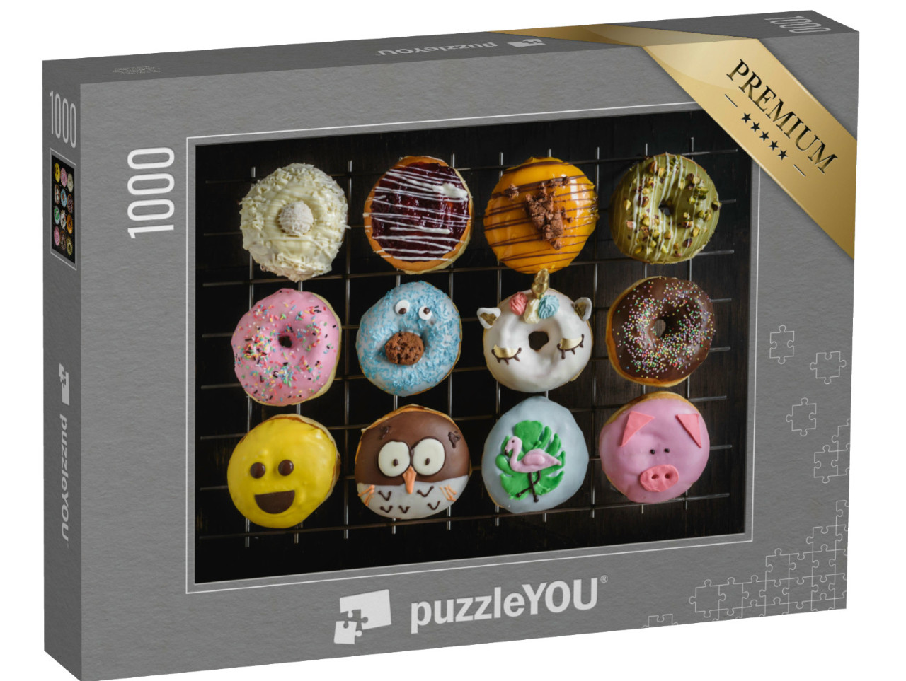 Puzzel 1000 stukjes „Zelfgemaakte donuts met creatieve en leuke decoratie“