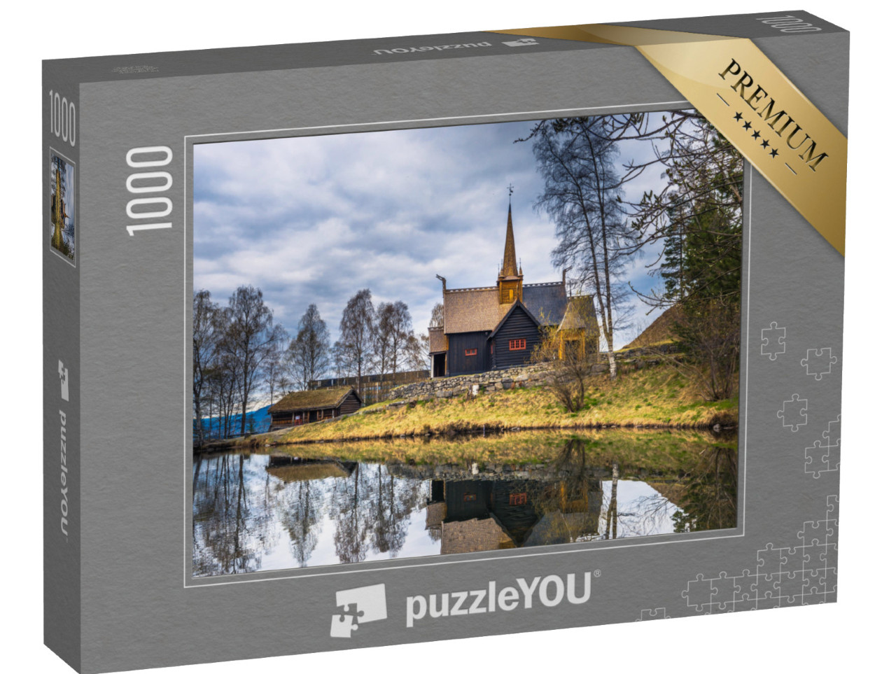 Puzzel 1000 stukjes „Staafkerk Garmo, Lillehammer, Noorwegen“