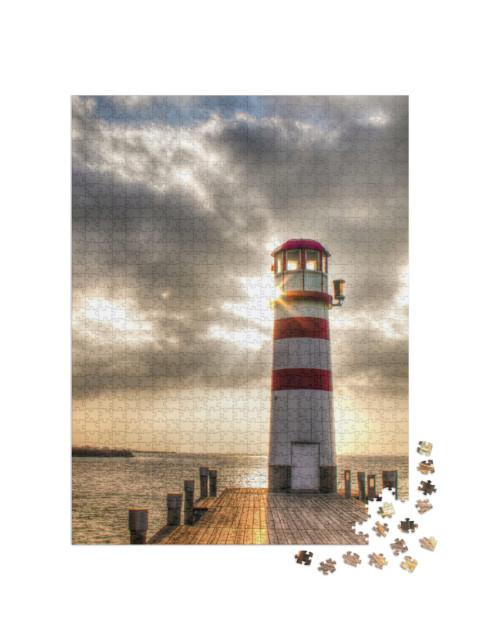Puzzel 1000 stukjes „Vuurtoren in een prachtige zonsondergang“
