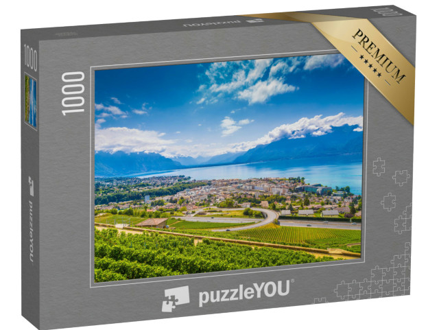 Puzzel 1000 stukjes „Prachtig uitzicht op Vevey in het kanton Vaud in Zwitserland“