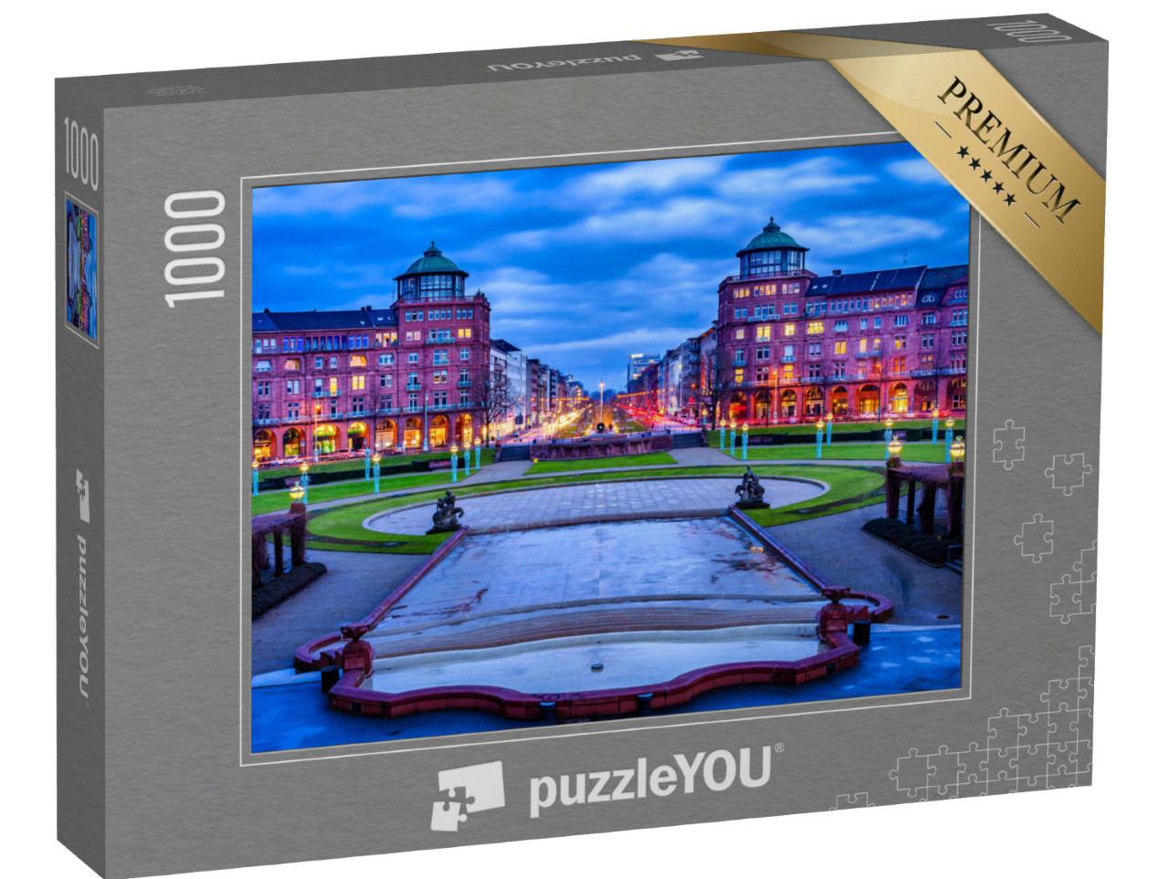 Puzzel 1000 stukjes „Friedrichsplatz, stadspark in de winter, Mannheim, Duitsland“