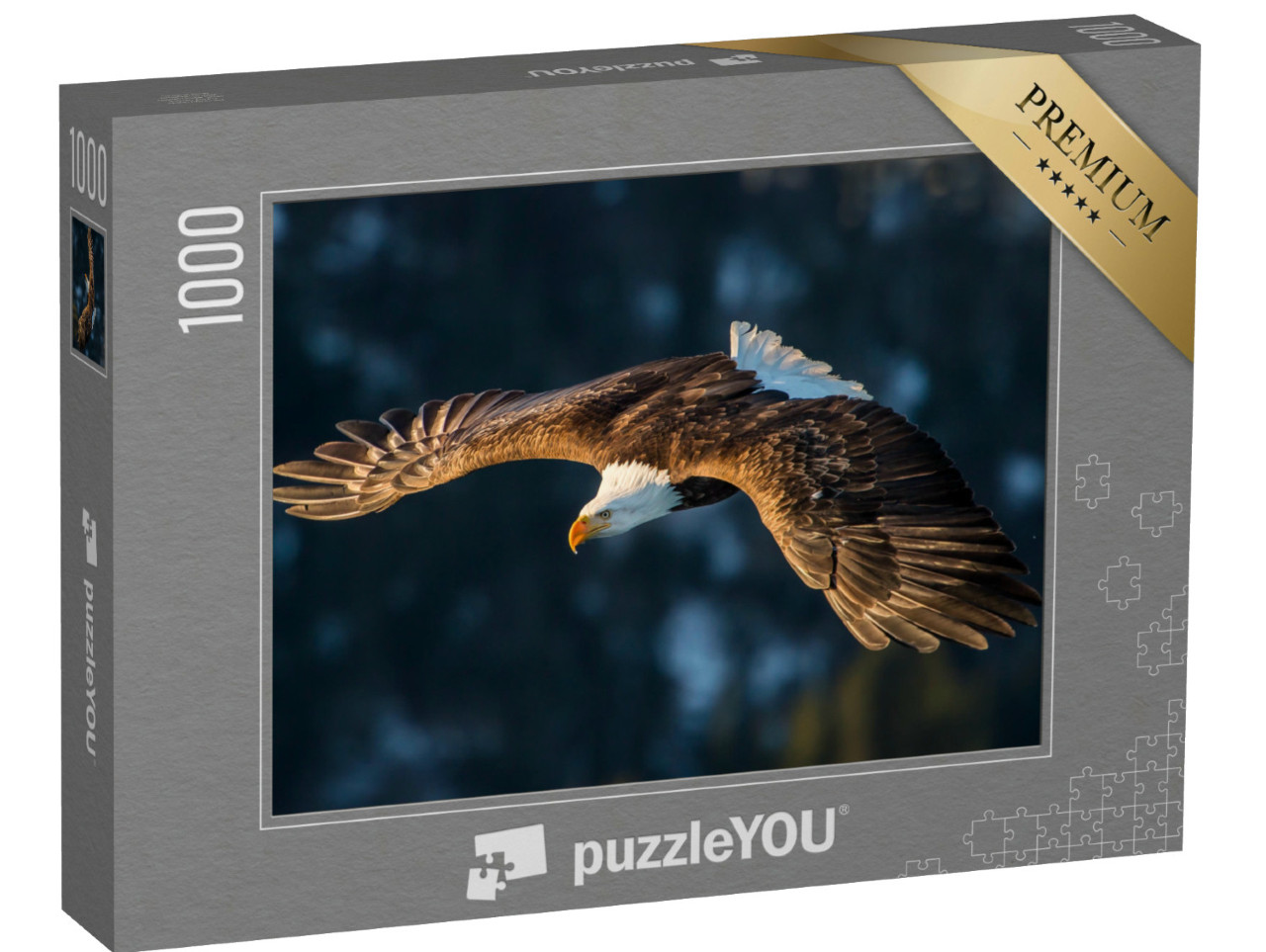 Puzzel 1000 stukjes „Zeearend boven een berg in Alaska“